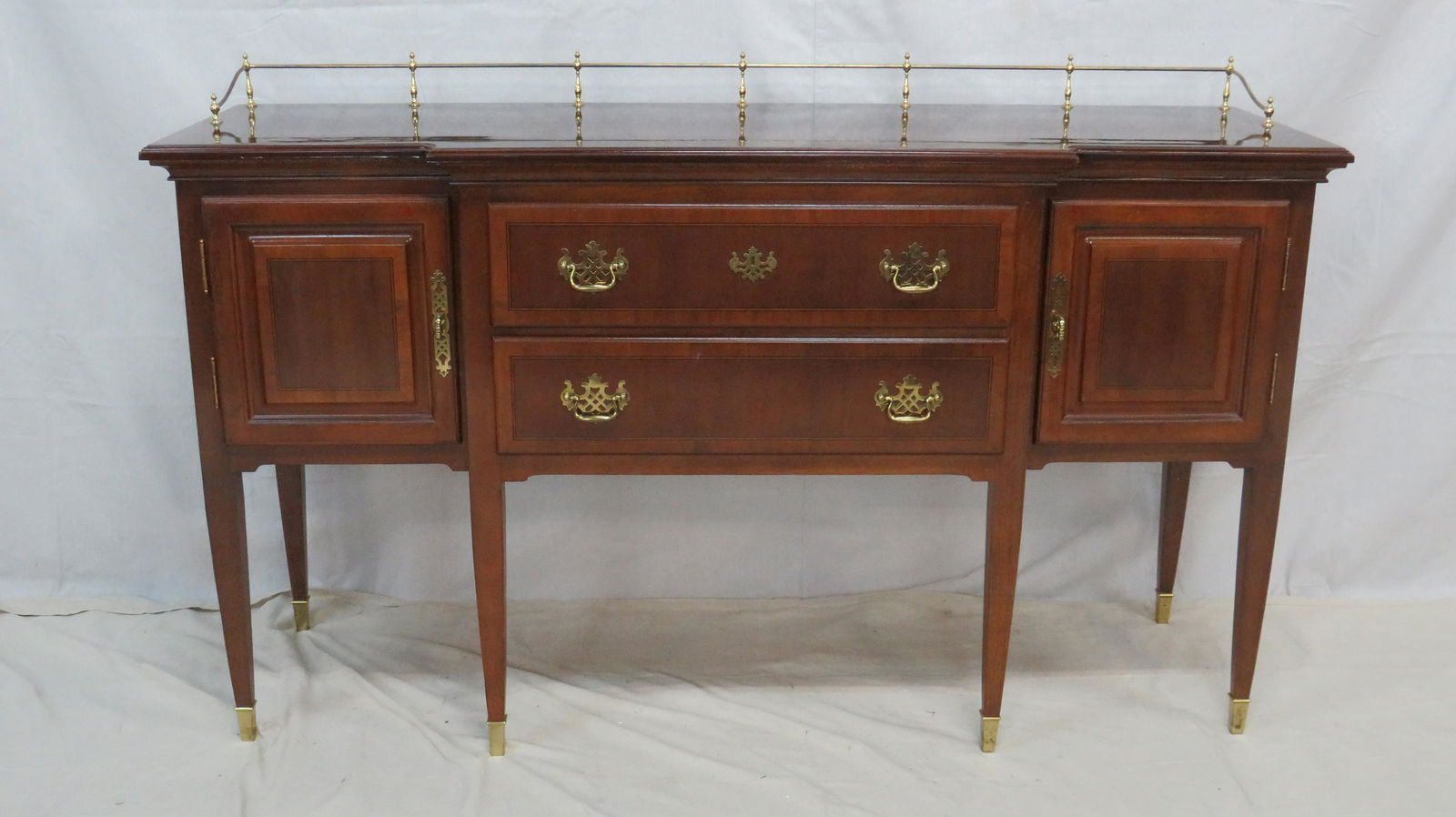 Traditional Banded Sideboard with Brass Gallery (1 of 4)