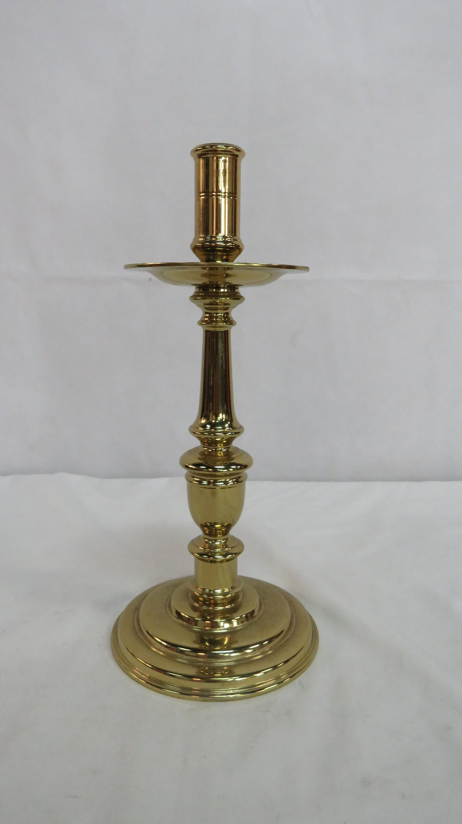 Virginia Metalcrafters CW 16-34 Brass Candlestick: Virginia Metalcrafters CW 16-34 Brass Candlestick in good condition. Marked on the bottom. 12.75"H
