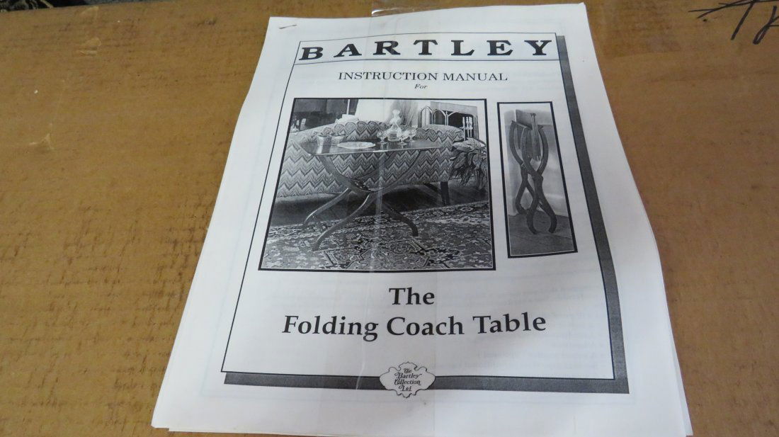 Original Bartley Collection Folding Coach Table: Original Bartley Collection Folding Coach Table, New in box condition
