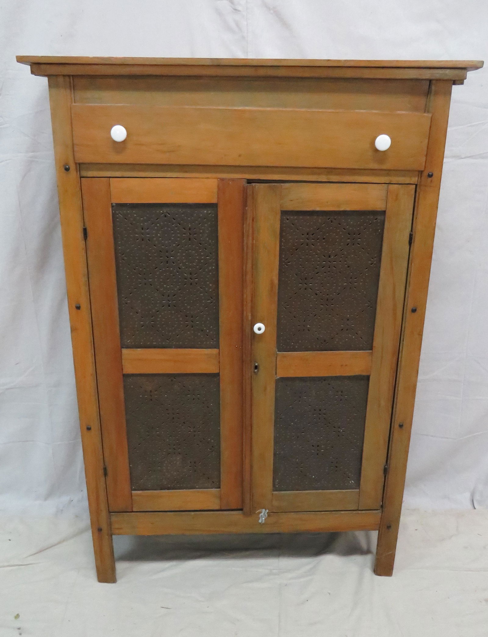 Primitive Oak Pie Safe with Punched Tin Doors (1 of 5)
