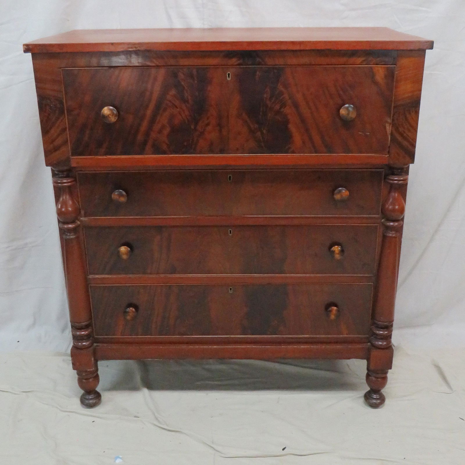 Early Sheraton Flame Mahogany Chest of Drawers (1 of 6)