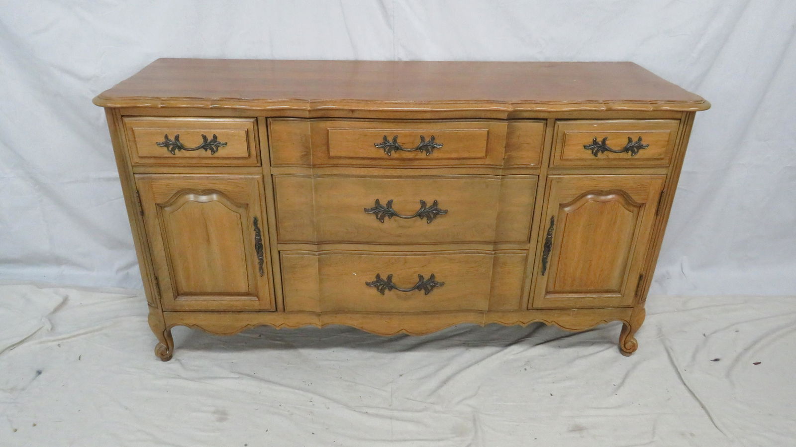 Vintage Thomasville French Provincial Sideboard: Vintage Thomasville French Provincial Sideboard in good condition, Dovetailed Drawers, Brass Hardware, 32.5''H x 61.5''W x 20.25''D