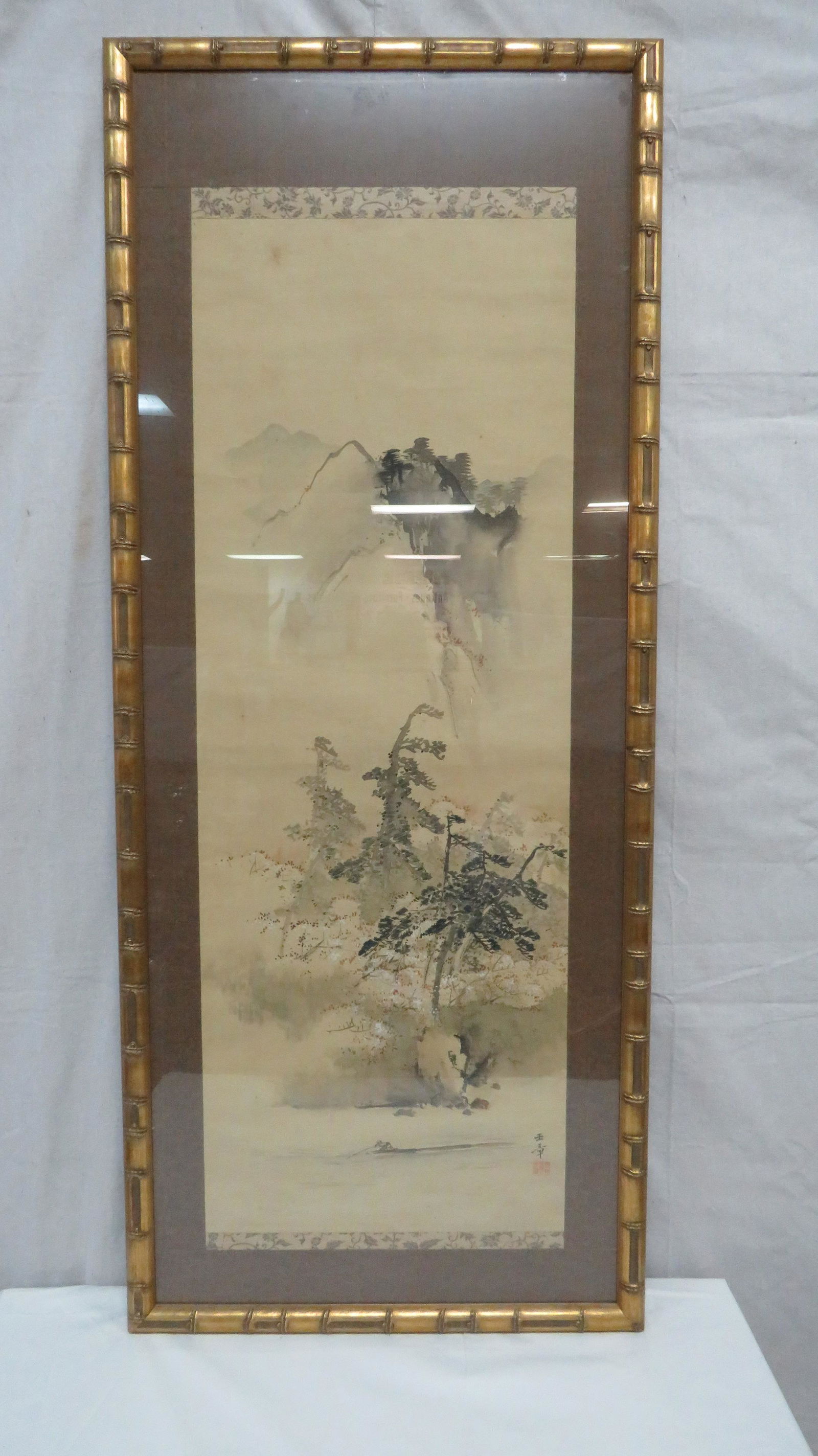 Large Framed Japanese Signed Painting on Silk (1 of 9)