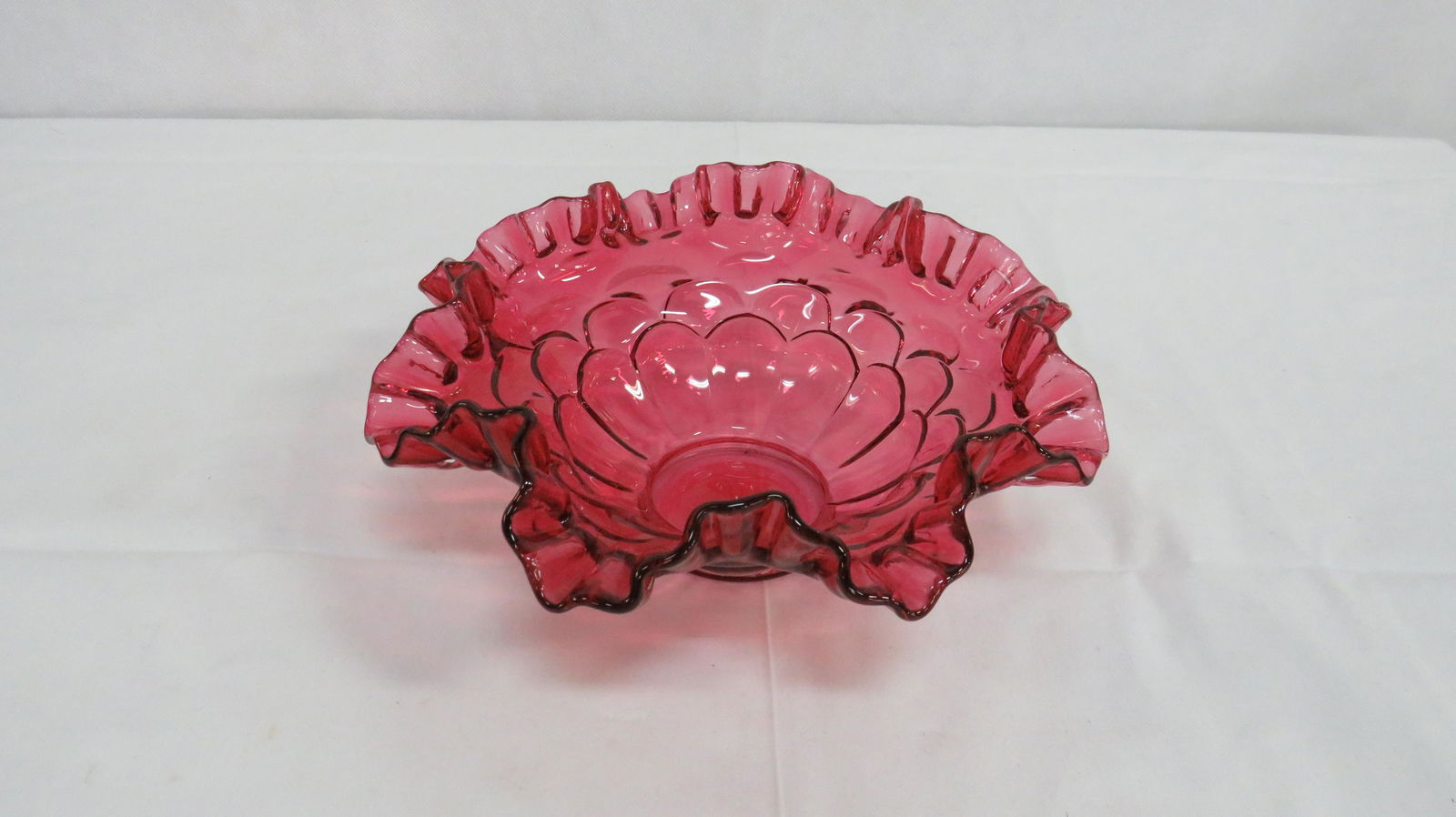 Cranberry Fenton Ruffled Edge Bowl (1 of 4)