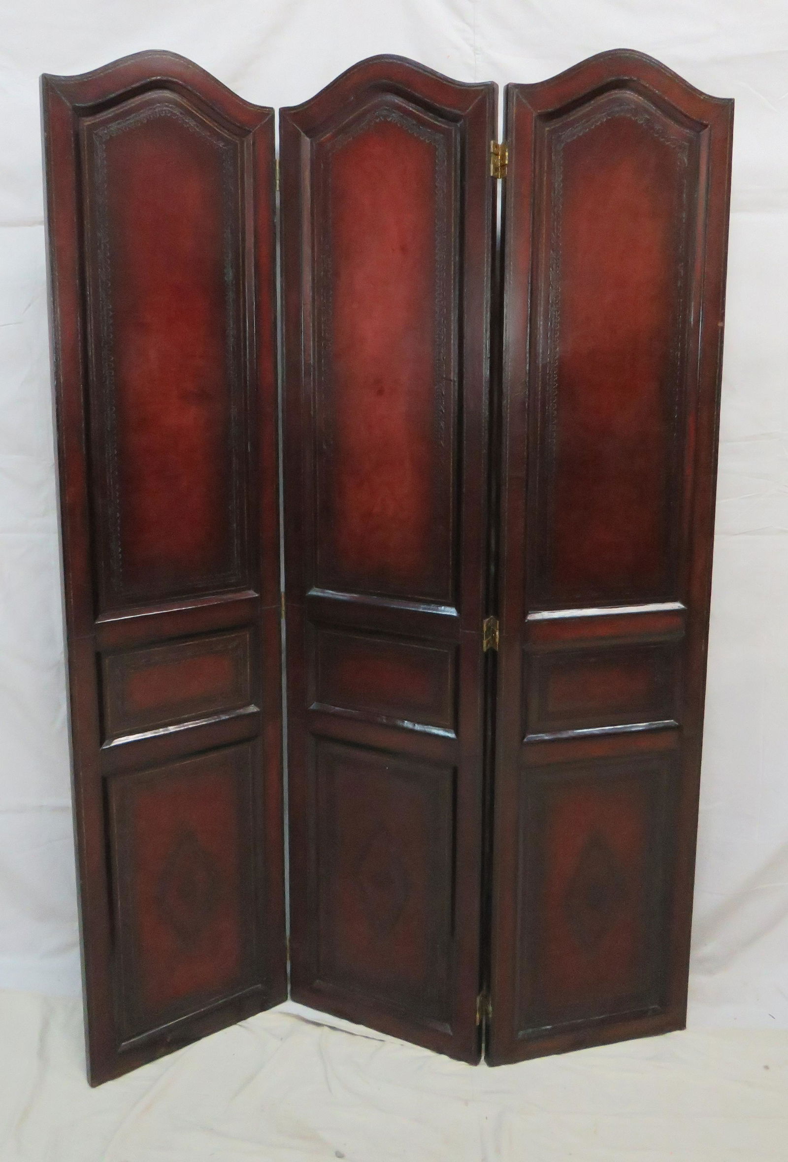 Large Designer Leather Three Panel Screen (1 of 3)