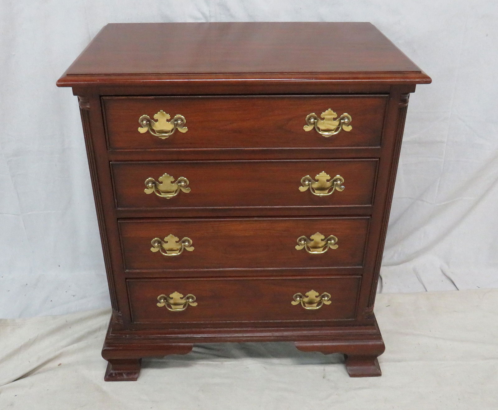 Henkel Harris Cherry Chippendale Bedside Chest (1 of 8)