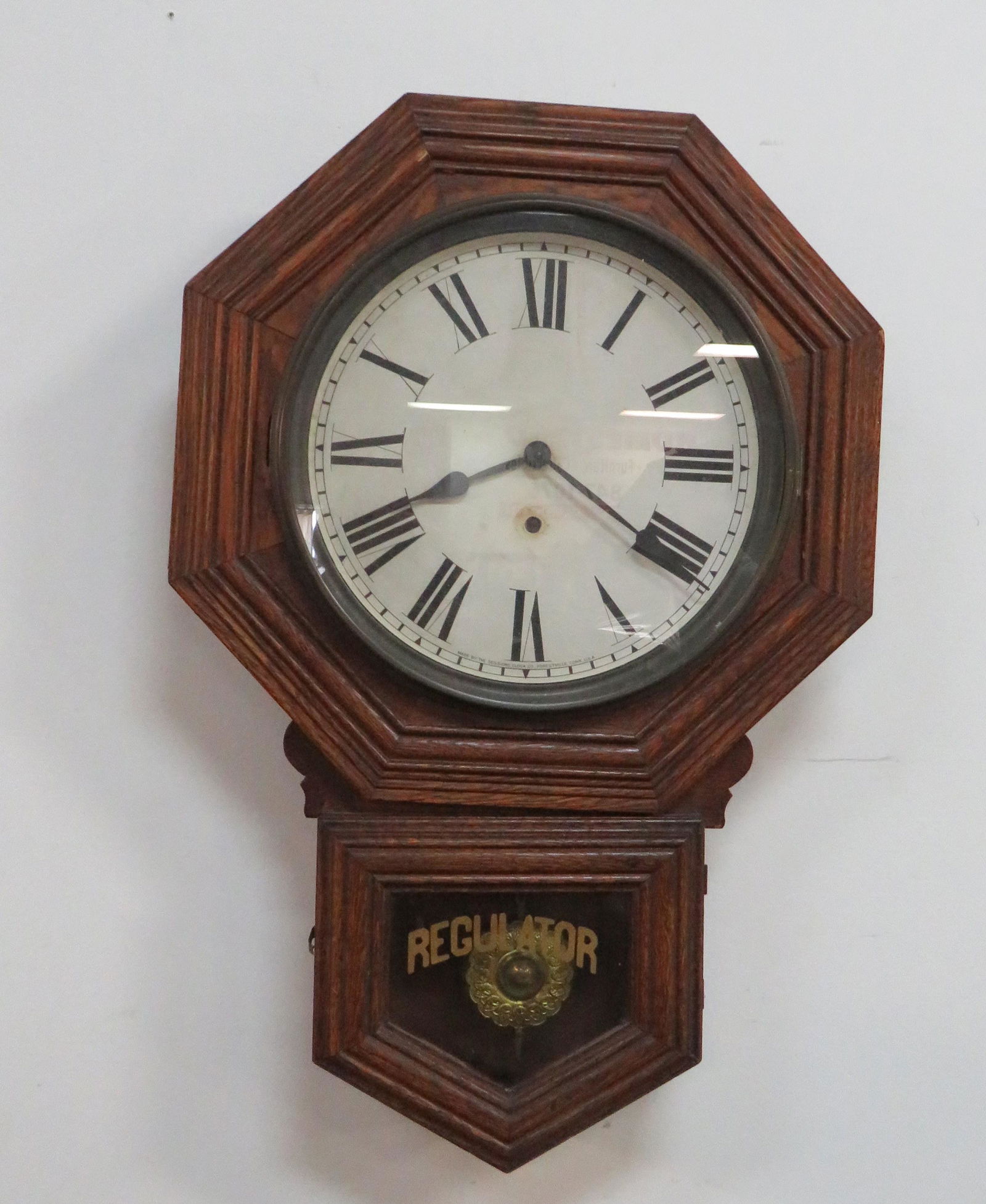 Antique Oak Sessions Regulator Wall Clock (1 of 4)