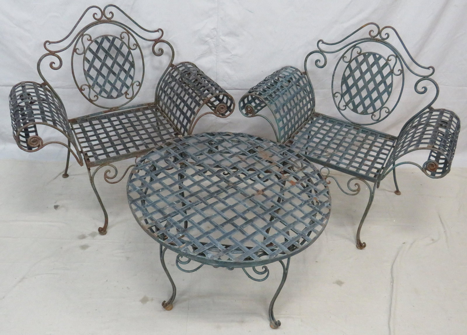 Wrought Iron Outdoor Table and Two Chairs (1 of 3)