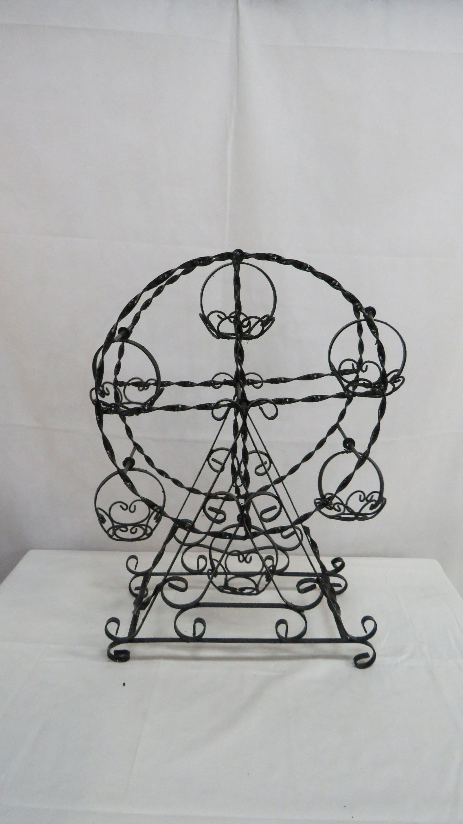 Vintage Black Metal Ferris Wheel Planter (1 of 2)