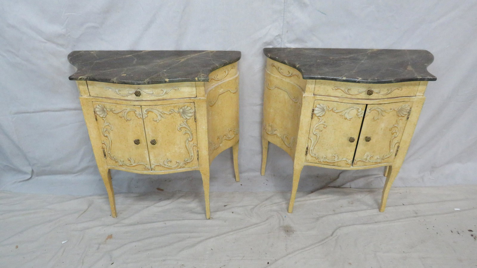 Pair of Serpentine Venetian Style Nightstands (1 of 4)