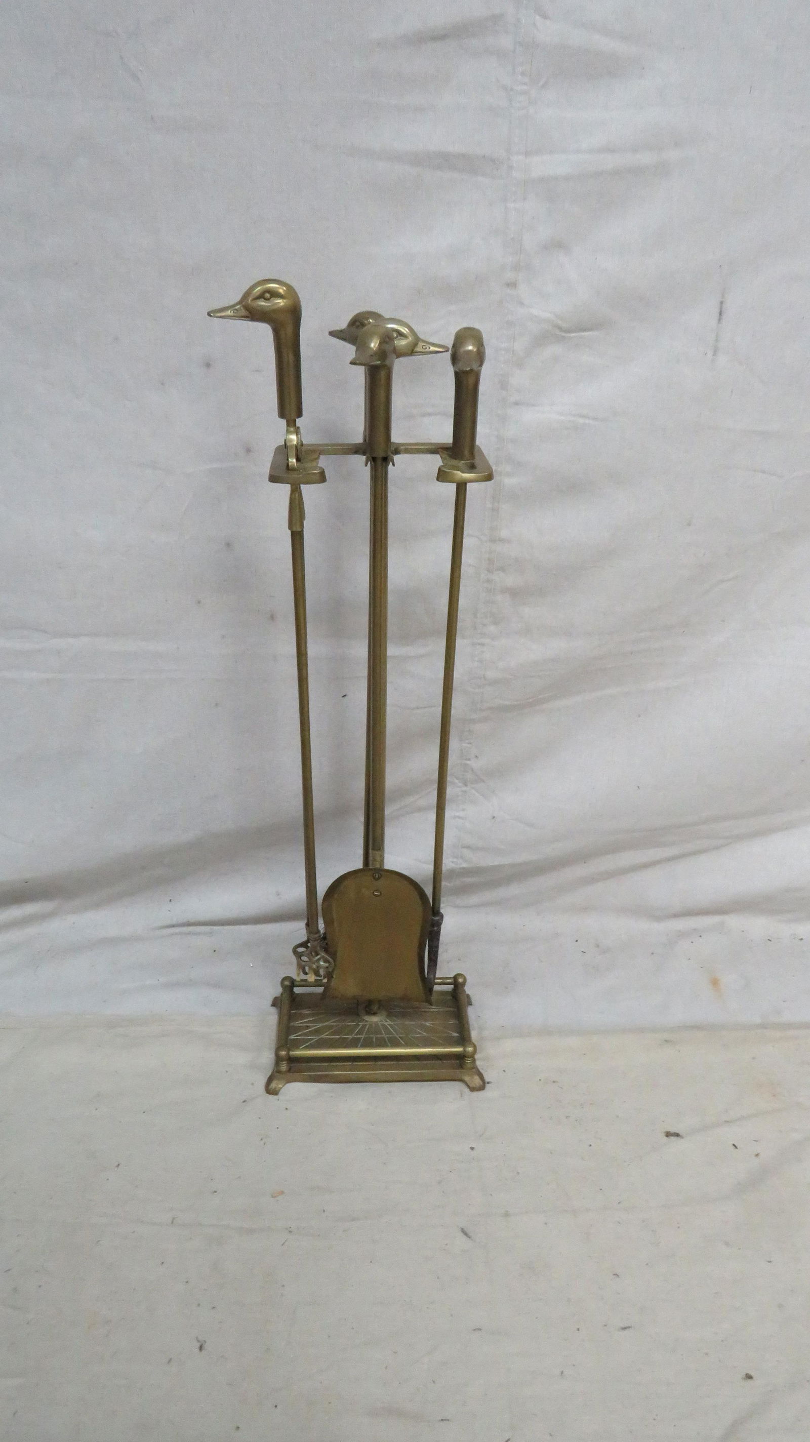 Vintage Brass Duck Head Fireplace Tools (1 of 4)