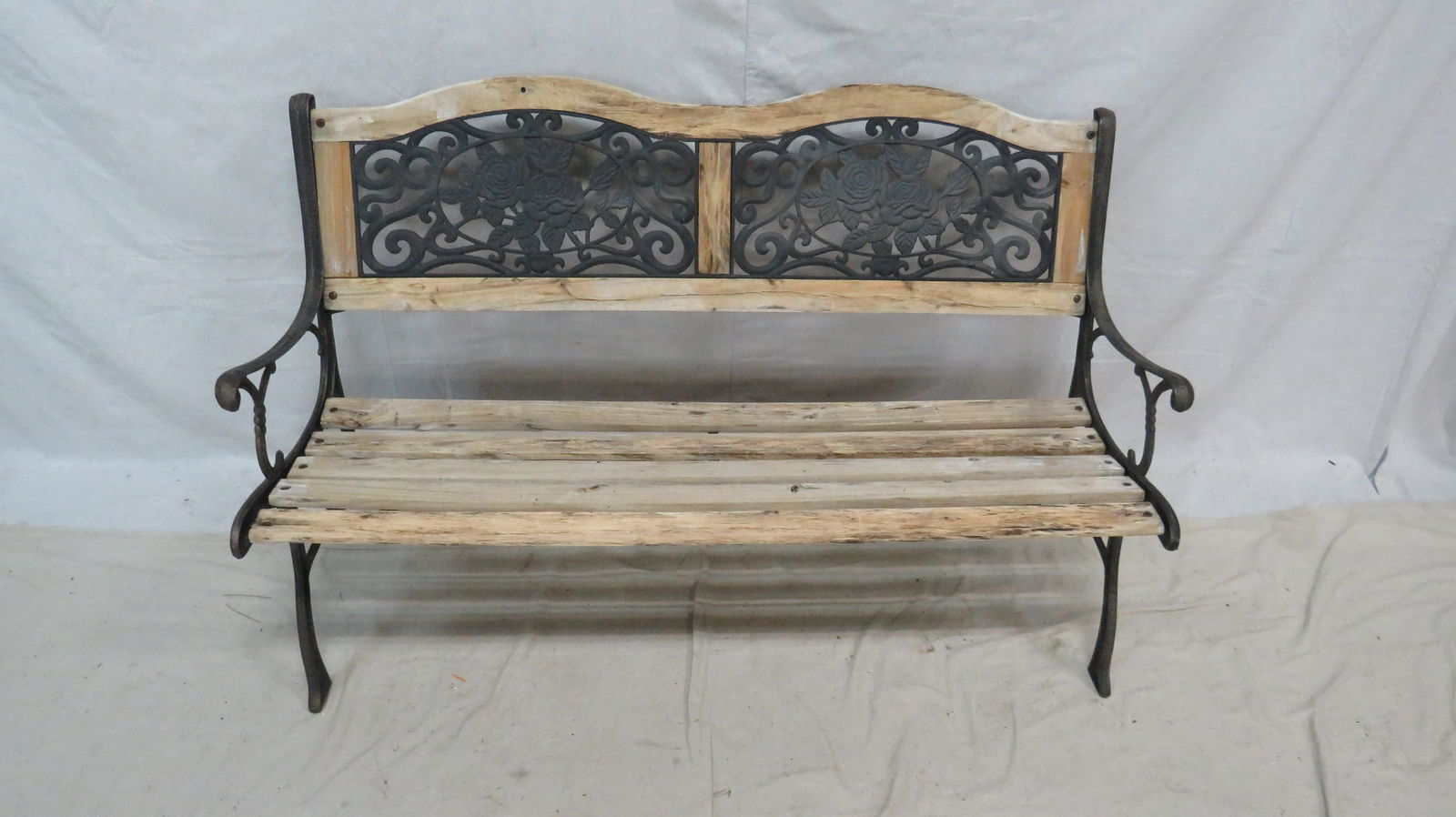 Wrought Iron and Wooden Outdoor Park Bench (1 of 4)