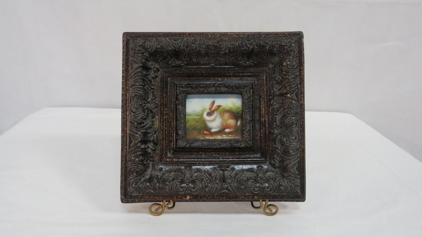 Small Rabbit Oil Painting in Ornate Frame (1 of 3)