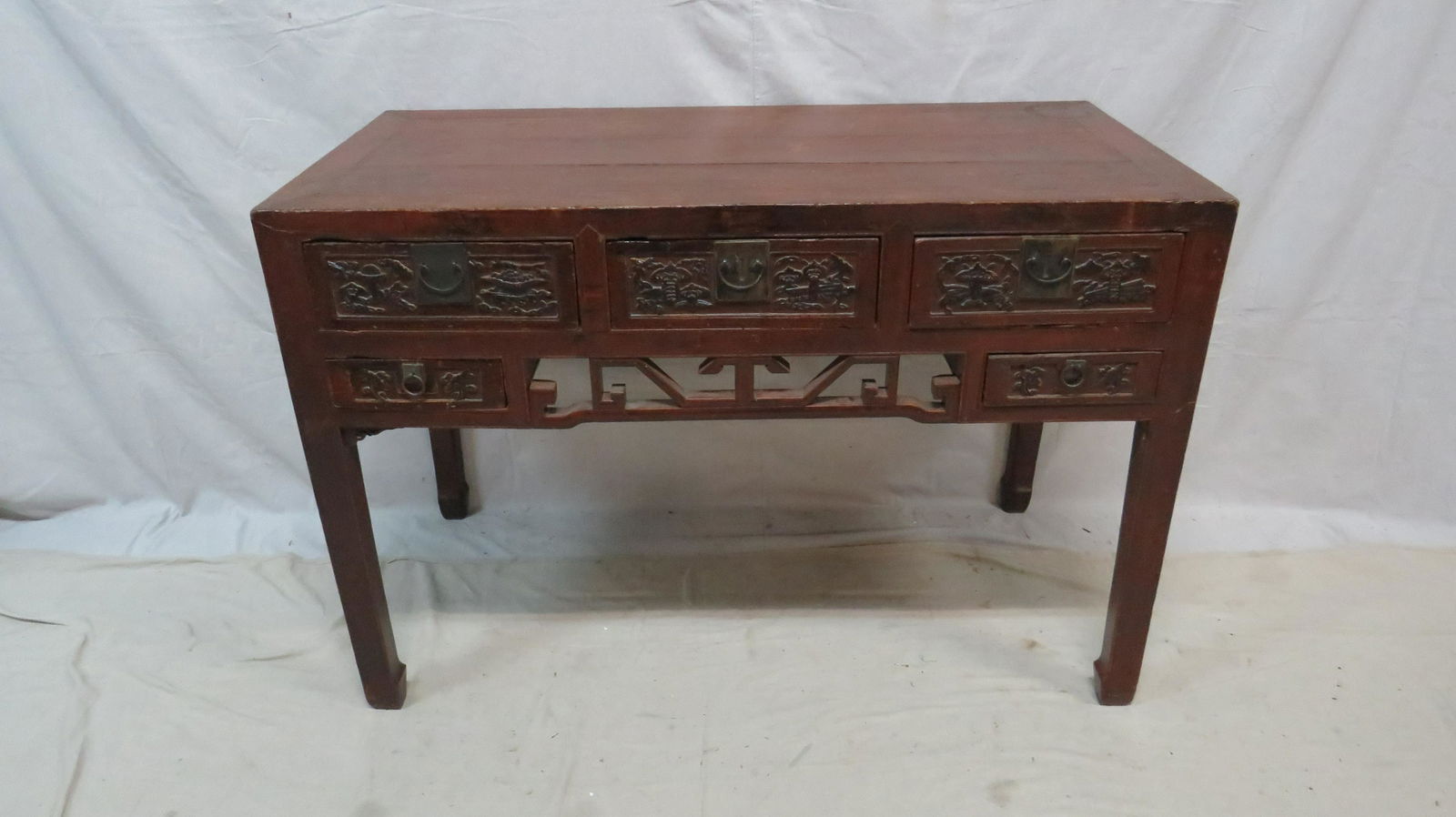 Antique Chinese Carved Elmwood Desk (1 of 9)
