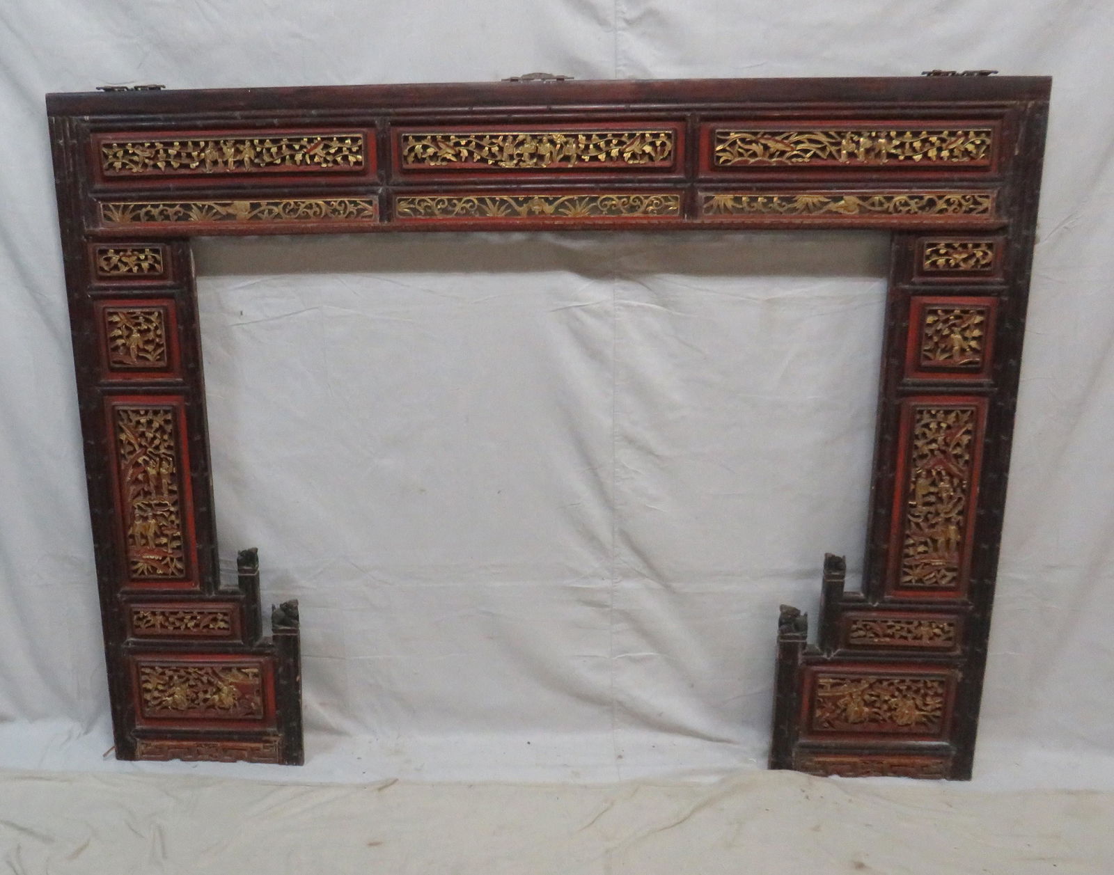 Antique Chinese Carved Gilded Wedding Bed Panel (1 of 8)