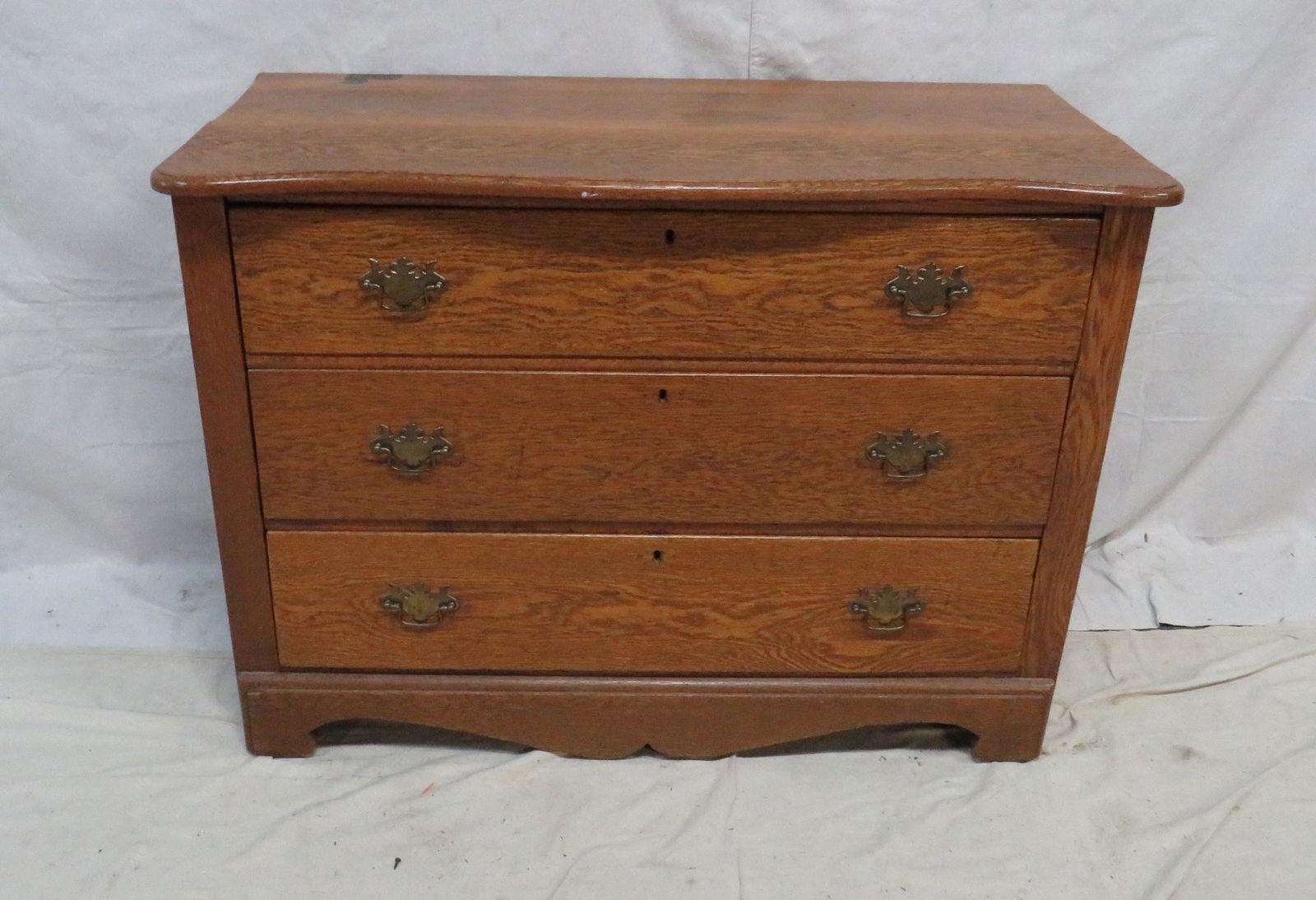 Antique Oak Low Chest of Drawers (1 of 5)