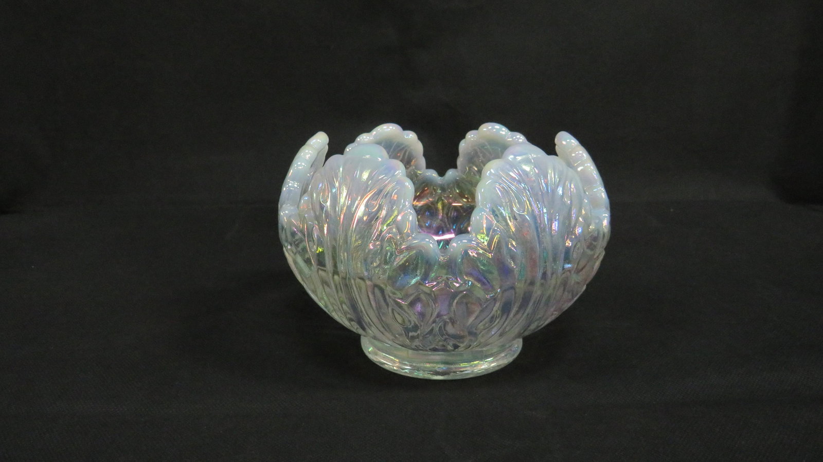 Fenton Opalescent Iridescent Lotus Bowl: Fenton Opalescent Iridescent Lotus Bowl in good condition, 4.5''H x 6.5''Dia