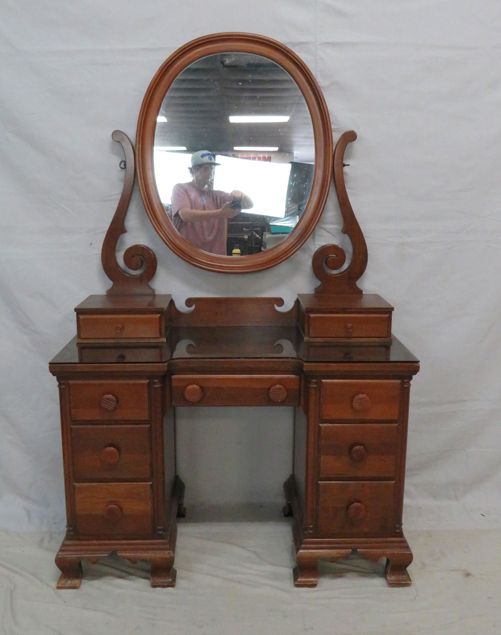 Antique Solid Cherry Vanity with Mirror (1 of 10)