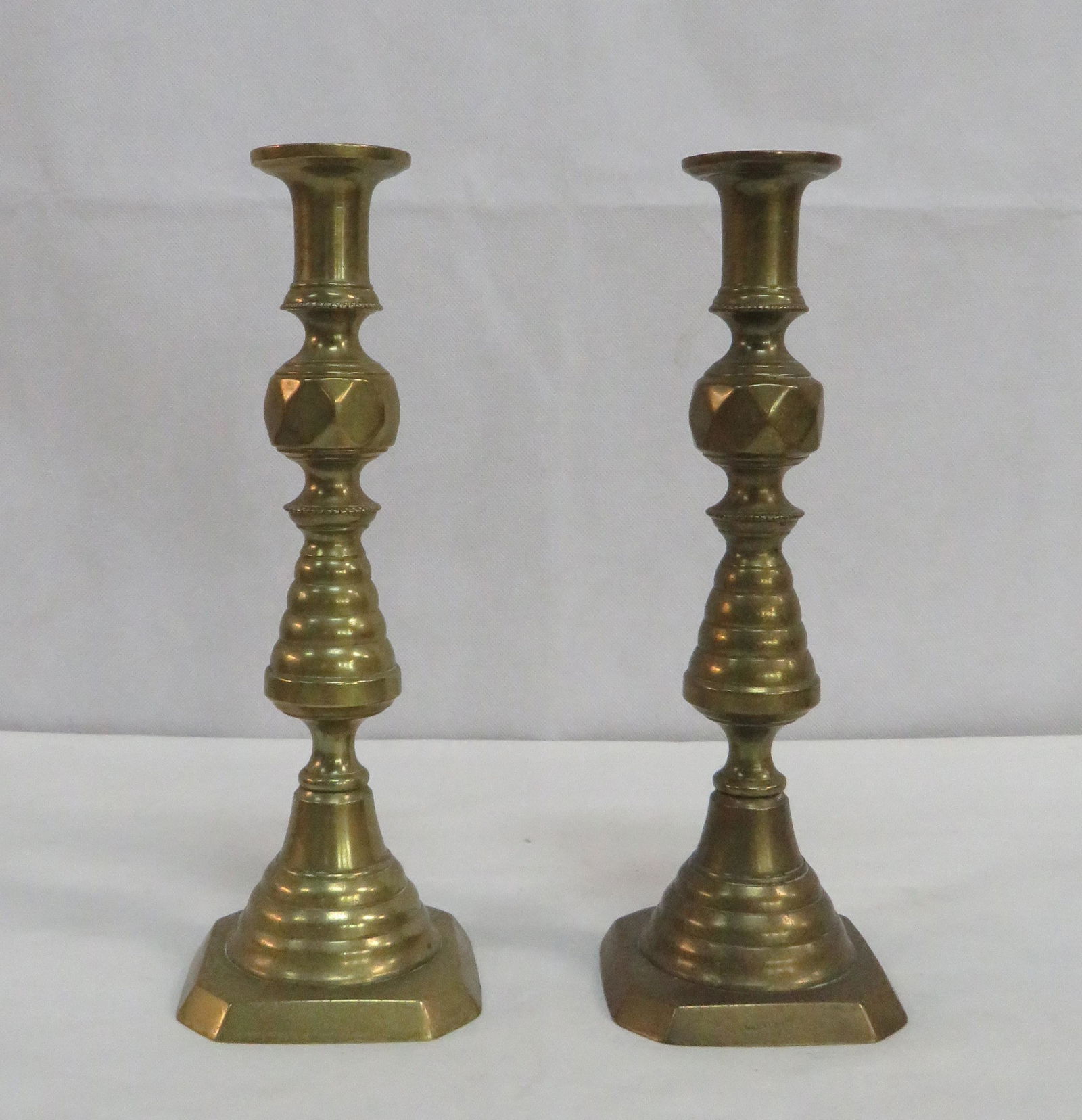 Pair 19th C English Push Up Beehive Candlesticks (1 of 4)