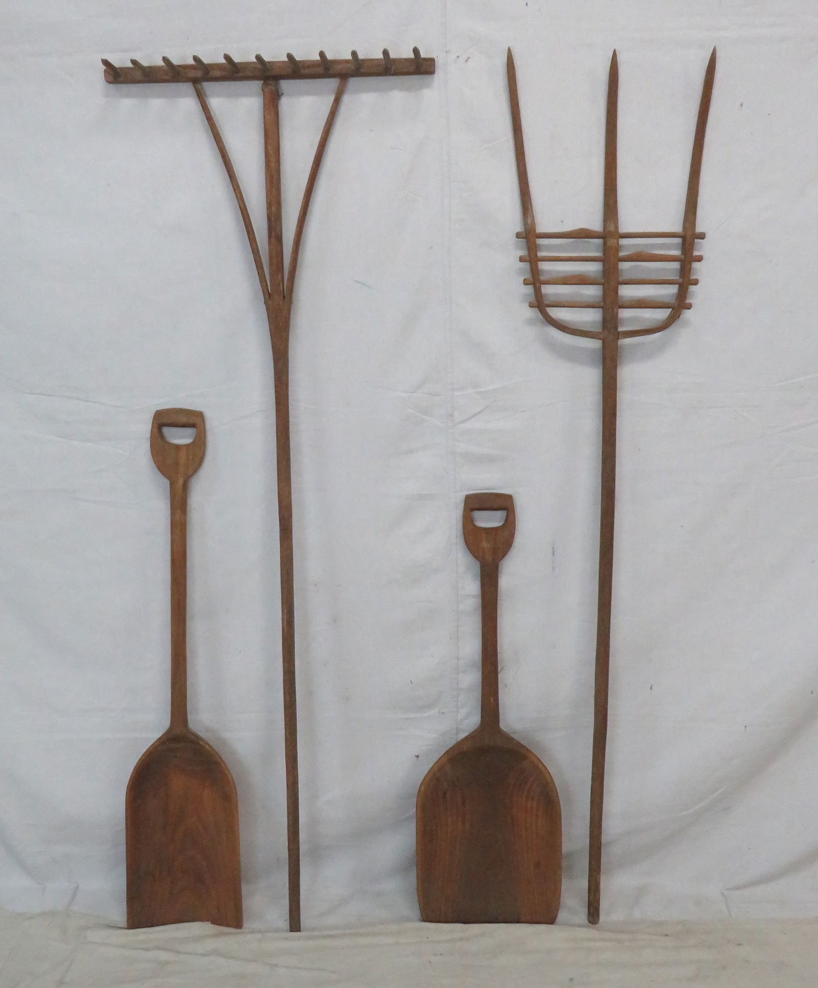 4 Large Early Wooden Primitive Farm Tools (1 of 6)