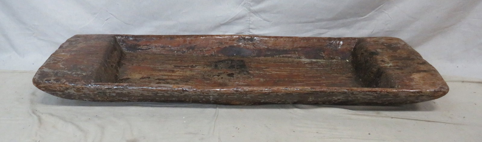 Huge Primitive Wooden Dough Bowl: Huge Primitive Wooden Dough Bowl in good condition. 59.5"L x 19.5"W