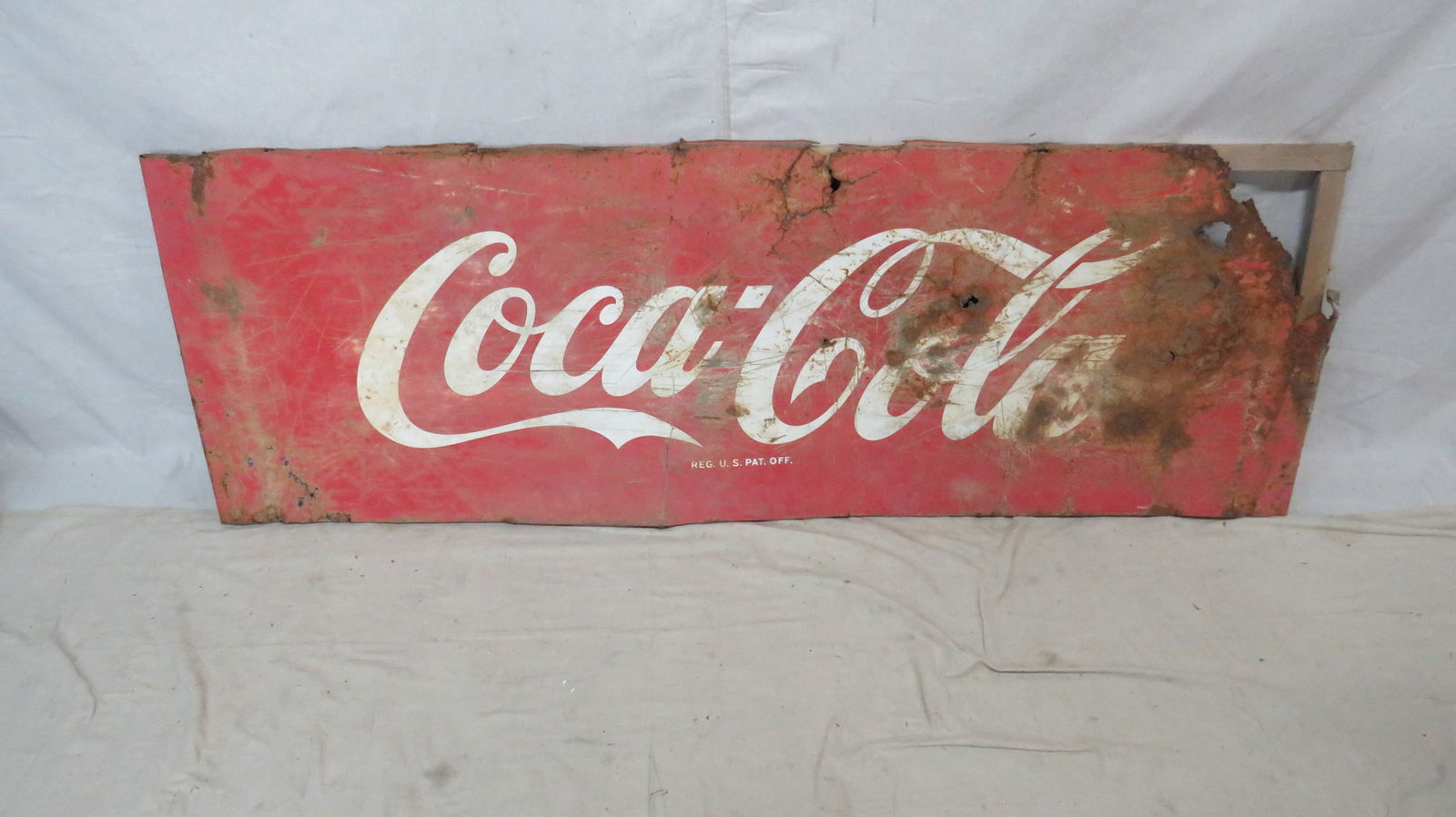 Old Rustic Metal 24" x 70" Coca Cola Sign (1 of 2)