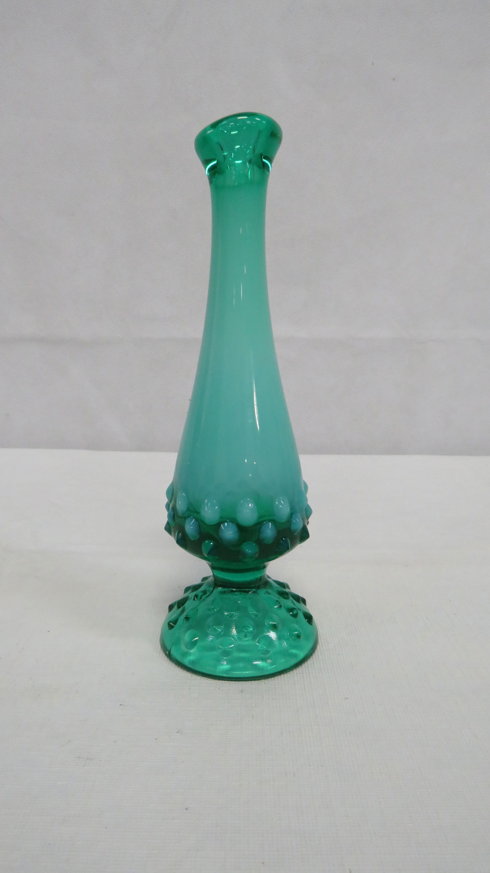 Vintage Fenton Blue Green Hobnail Swung Vase (1 of 3)