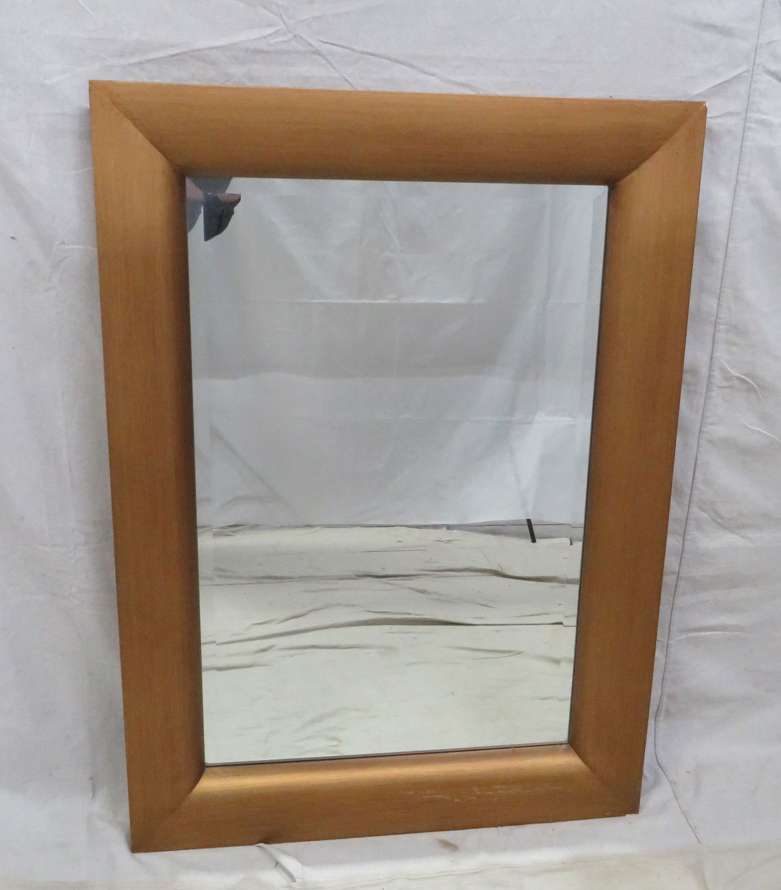 Large Gold Wood Framed Beveled Mirror (1 of 3)