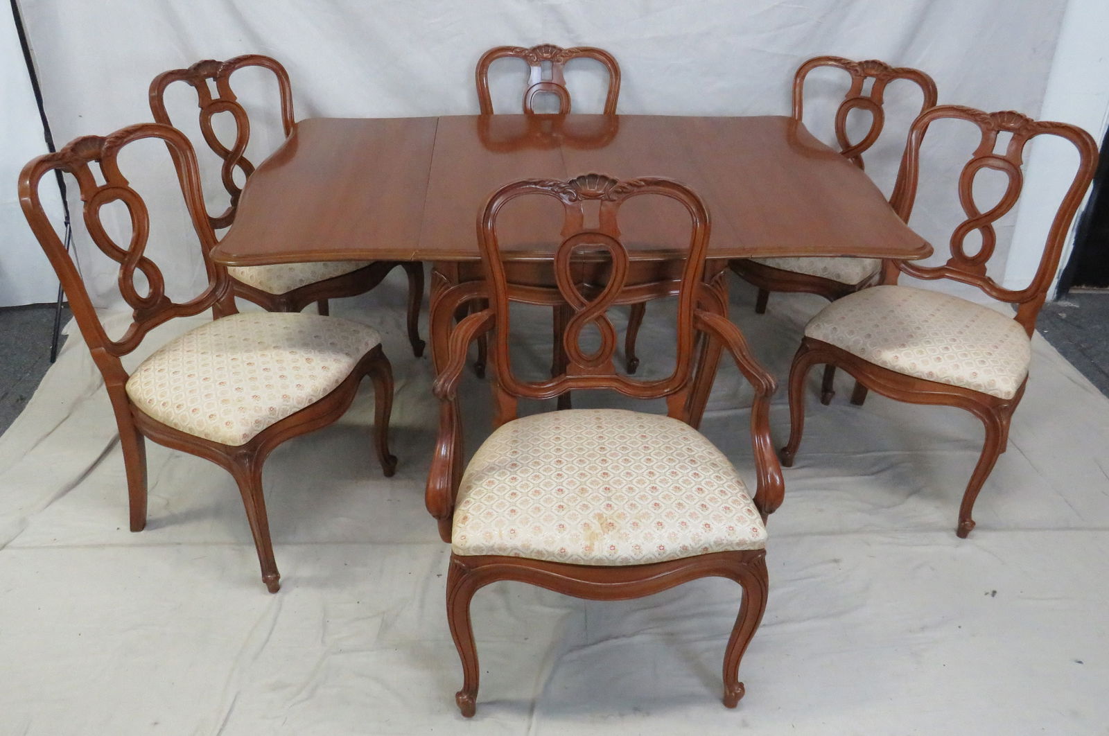 John Stuart French Walnut Dining Table and Chairs (1 of 7)