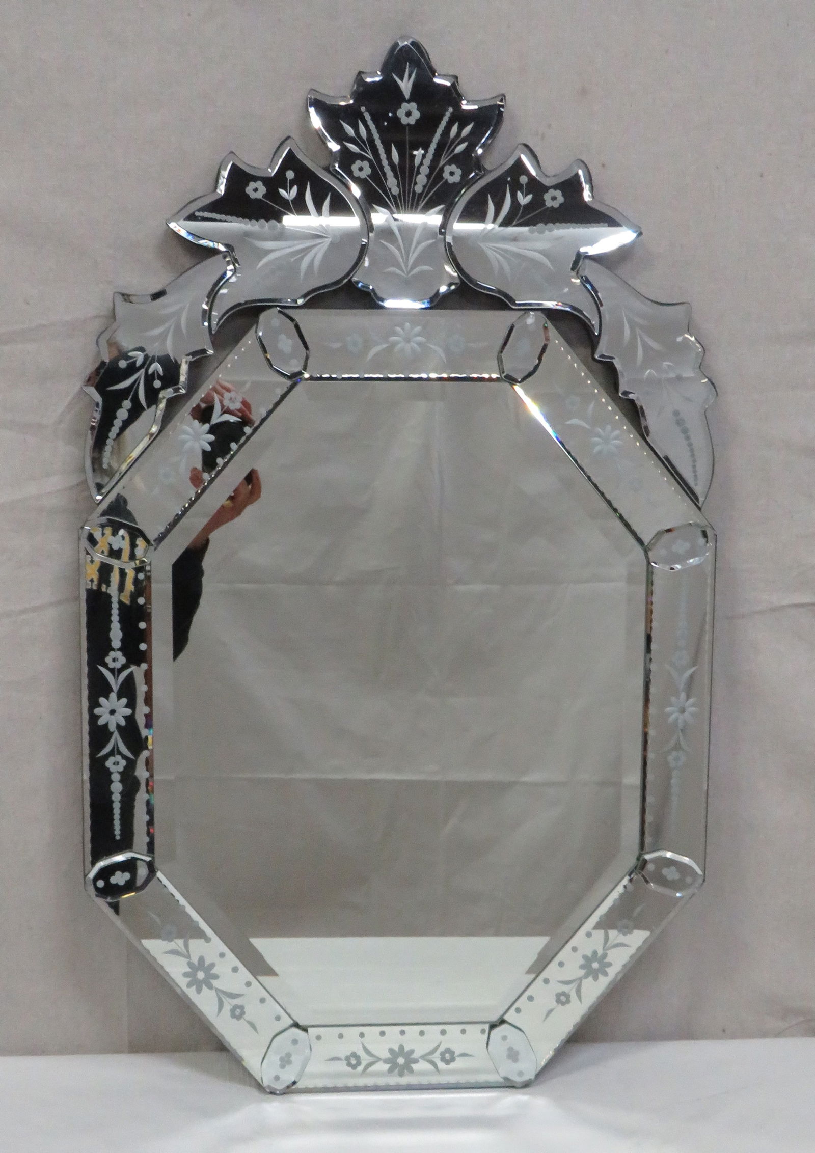 Venetian Etched Glass Wall Mirror (1 of 4)