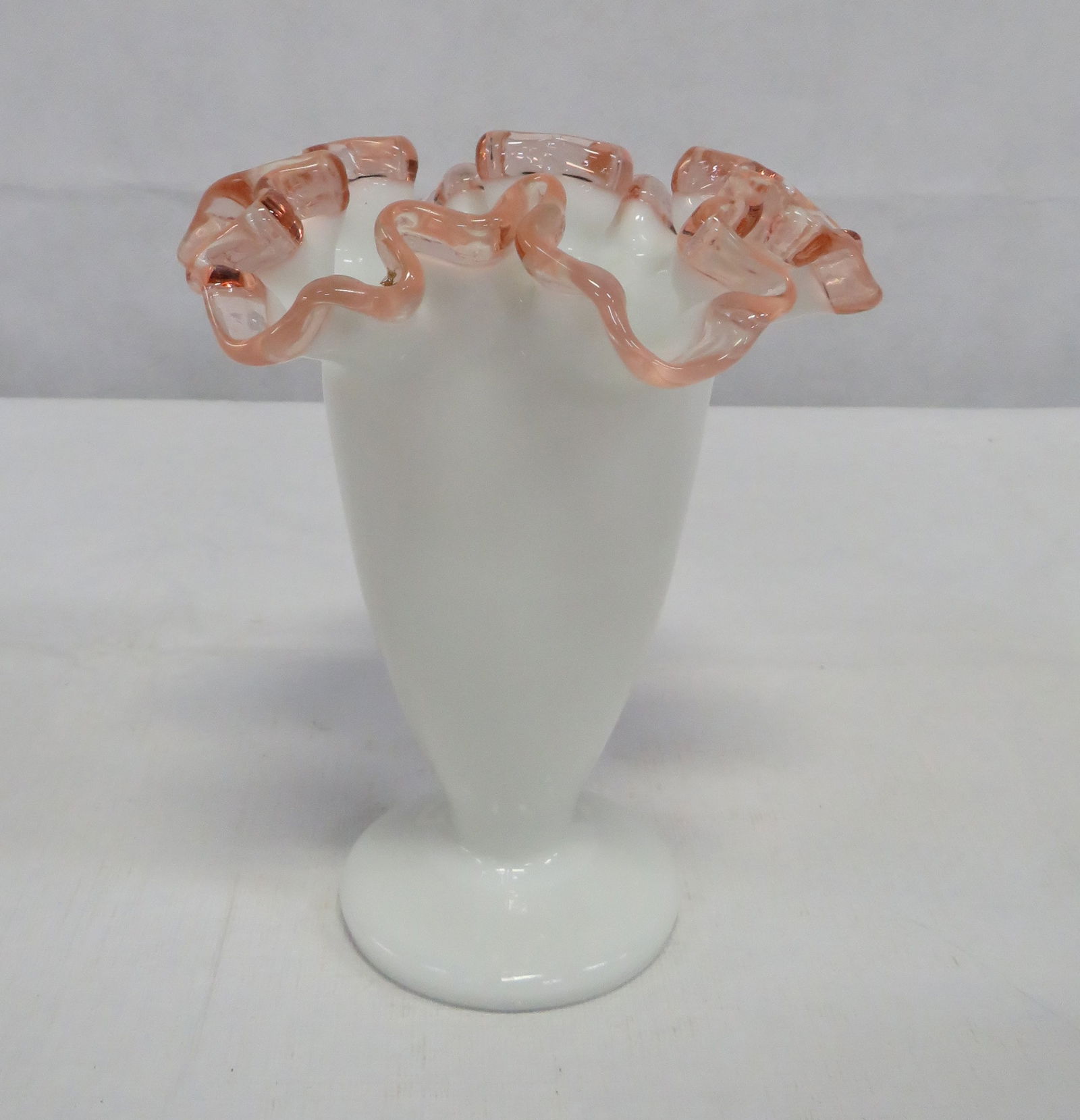 Vintage Fenton Rose Crest Crimped Vase (1 of 3)