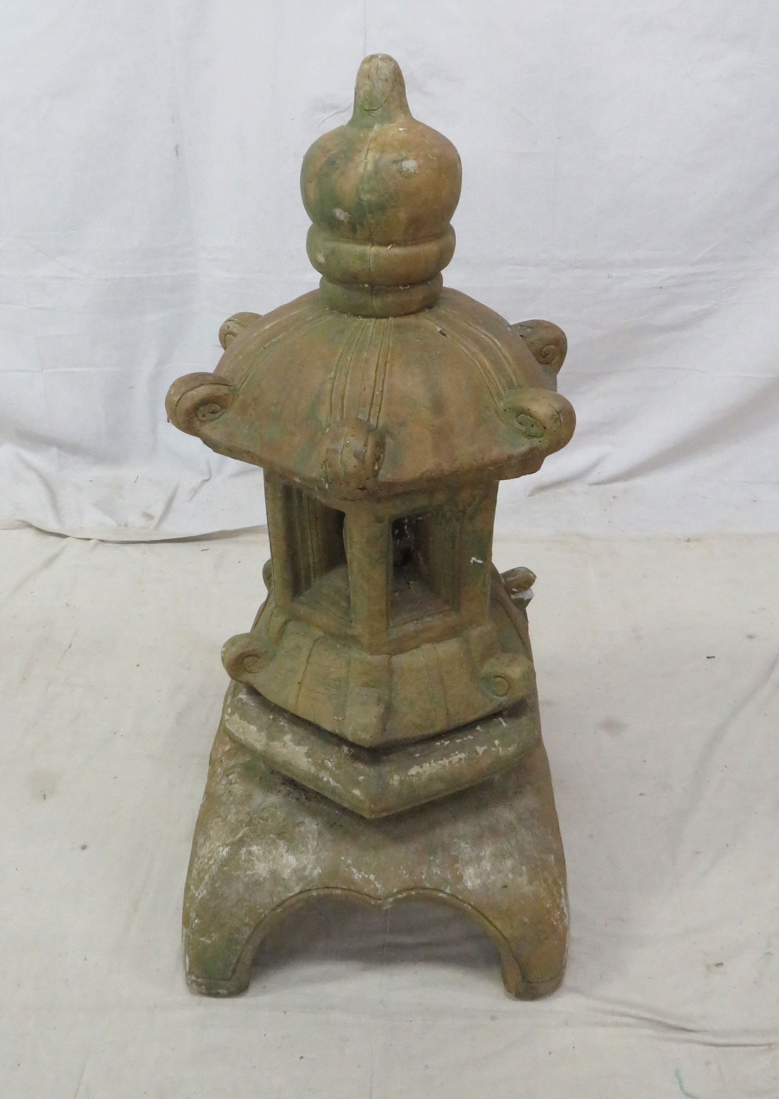 Large 3 pc Concrete Pagoda Garden Statuary (1 of 2)
