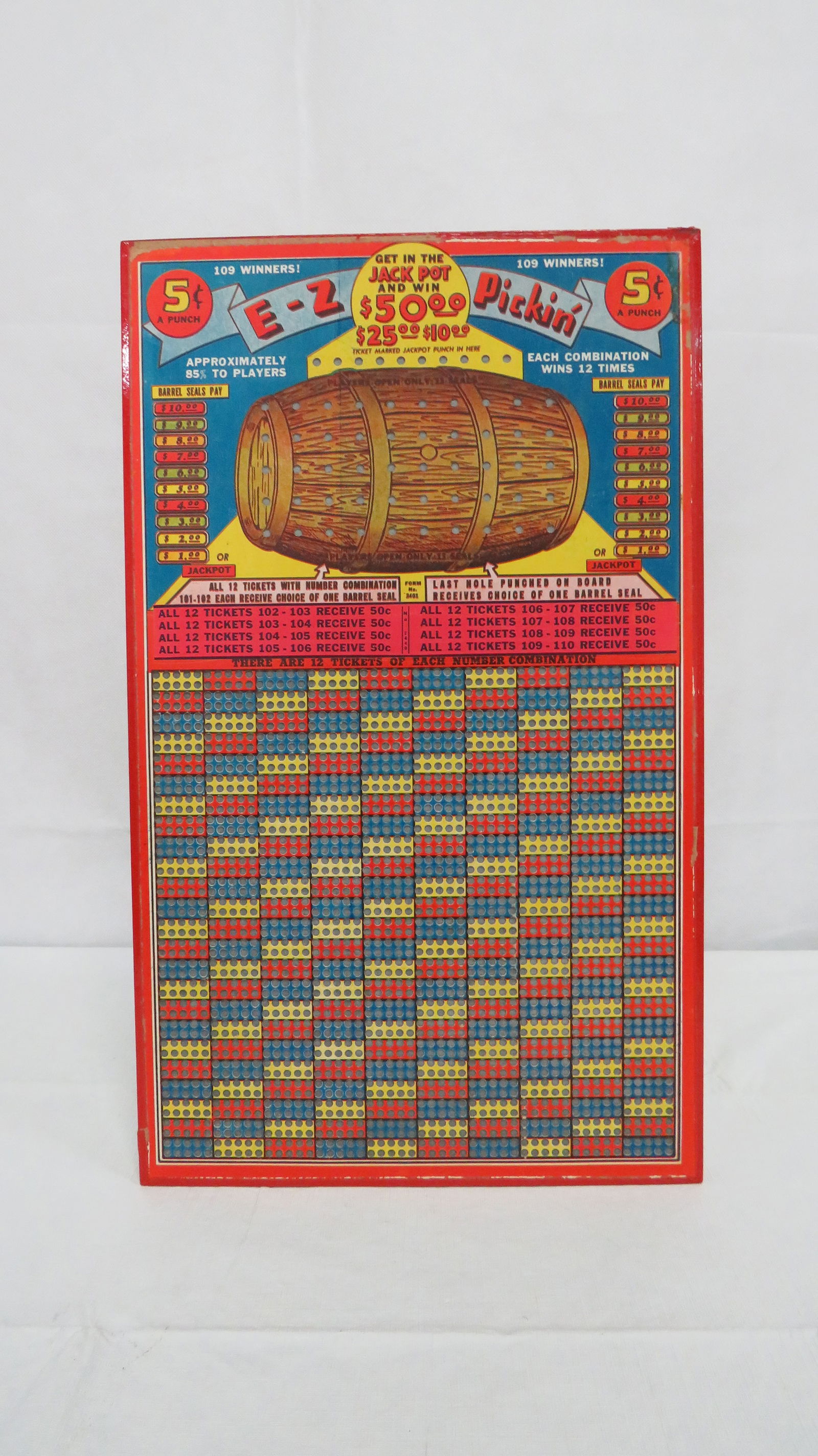 Vintage Unused E-Z Picking Gambling Punch Board (1 of 4)