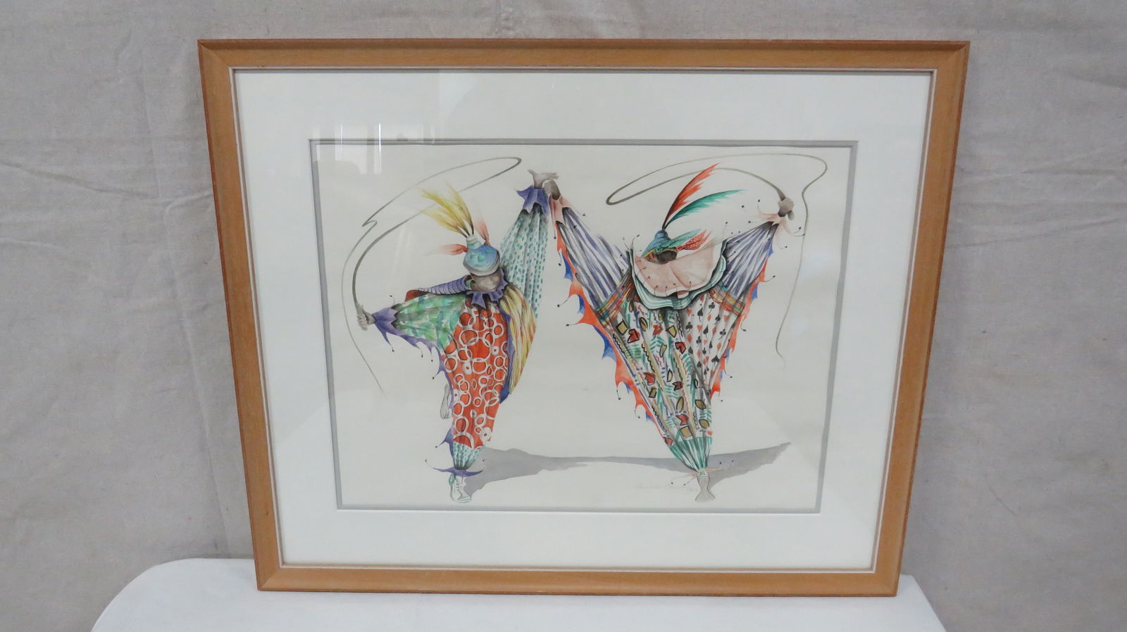 1986 Watercolor Print "Carnival Clown" (1 of 3)