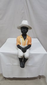 Vintage Black Americana Concrete Garden Statue