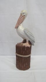 Vintage Concrete Pelican Garden Sculpture