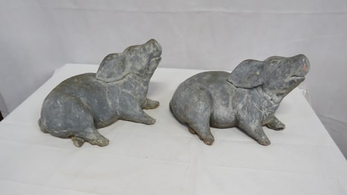 Pair of Stone Composite Garden Pigs