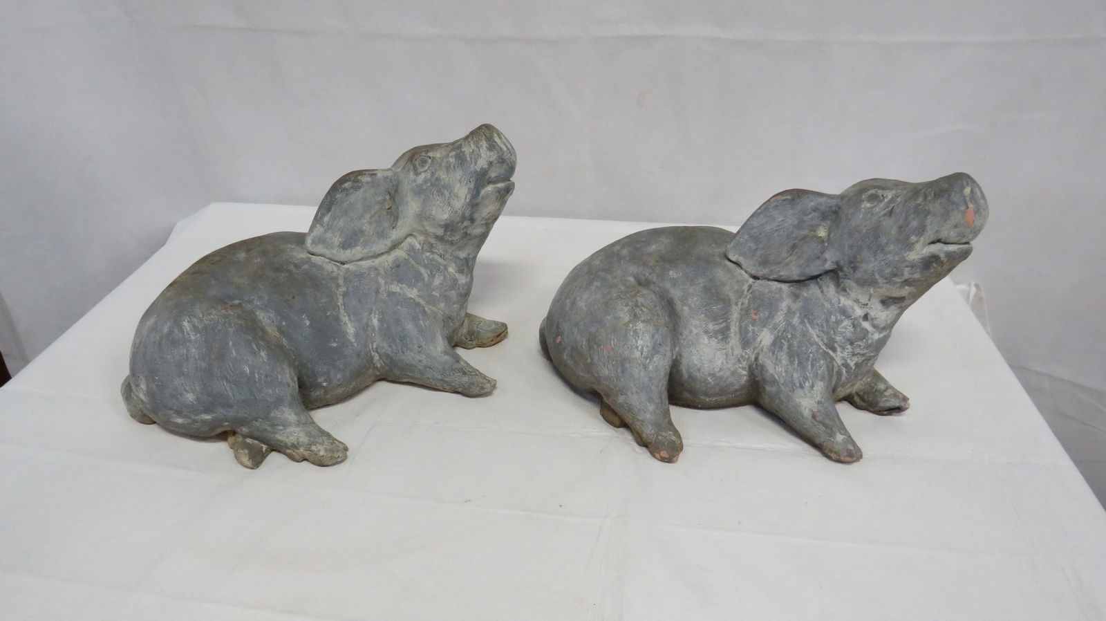Pair of Stone Composite Garden Pigs (1 of 4)