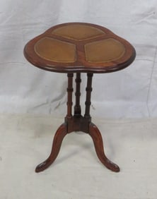 20th Century Vintage Cloverleaf Leather Top Table