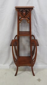 Carved Mahogany Deco Plant Stand