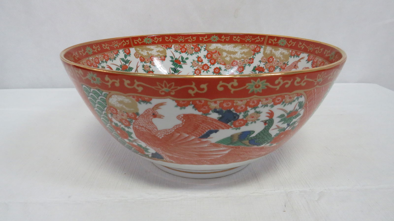 Large Arita Imari Peacock Center Bowl (1 of 4)