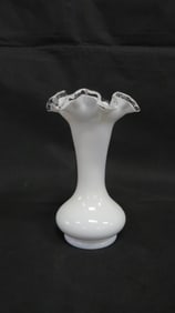 Vintage Fenton Silvercrest Double Crimped Vase