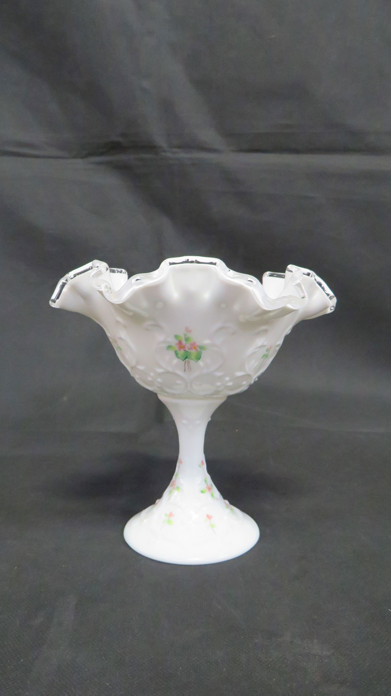 Fenton Violets in the Snow Spanish Lace Compote (1 of 5)