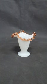 Vintage Fenton Rose Crest Double Crimped Vase