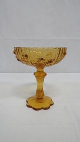 Vintage Fenton Colonial Rose Amber Compote