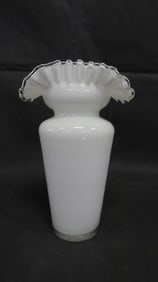 Vintage Fenton Large Silvercrest Crimped Vase