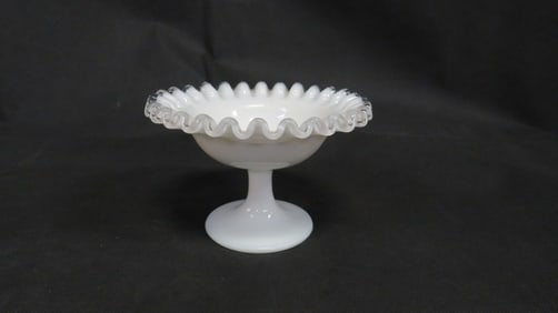 Vintage Fenton Silvercrest Crimped Footed Compote