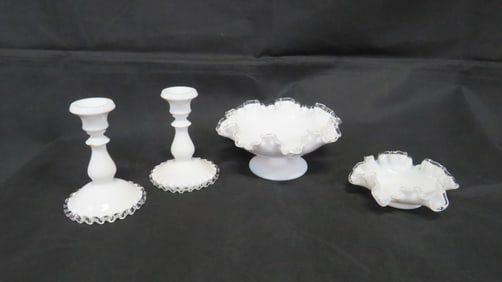 4 pc Vintage Fenton Silver Crest