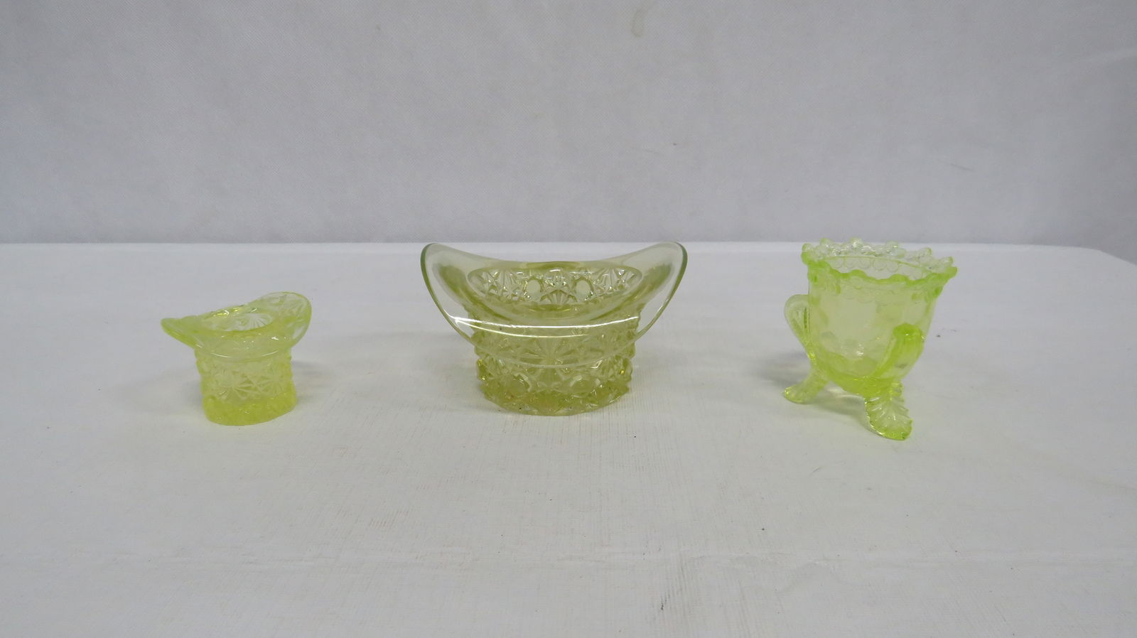 3 Vaseline Urainium Glass Toothpick Holders (1 of 5)
