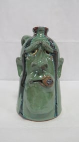 Dal Burtchaell Green Glaze Pottery Face Jug